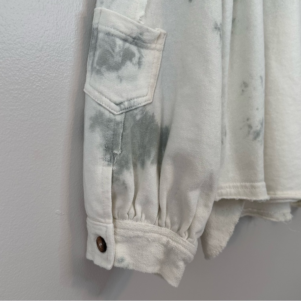 POL Cotton Tie-Dye Shacket Jacket Balloon Sleeves Button Front Pockets Large - Picture 12 of 15